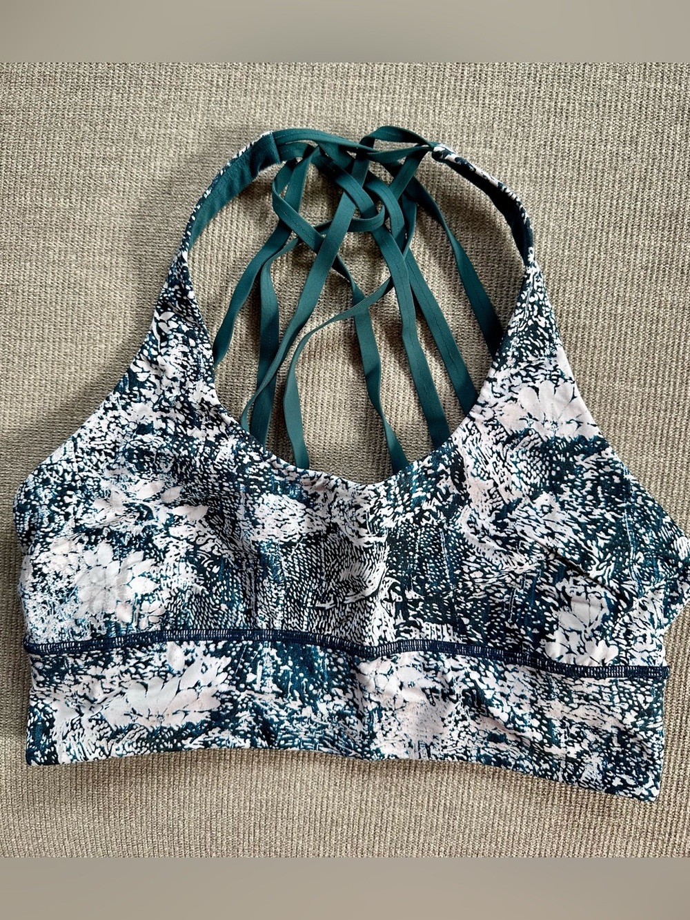lululemon athletica Teal & White free to be moved Sports Bra